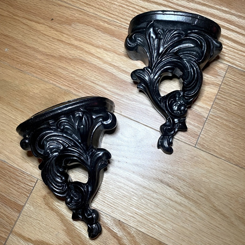 Set of Two (2) Hand-painted wall sconces - Black